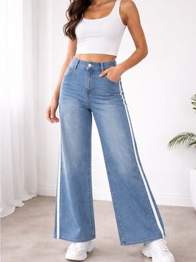 Halara Flex High Waisted Stripe Wide Leg Jeans  Sz M/P– NWOT (D/107)